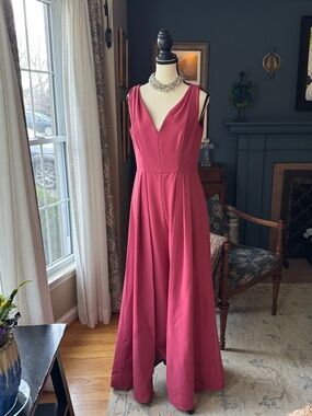 Kay Unger Rosy Pink V-Neck Sleeveless Maxi Walk-thru Dress